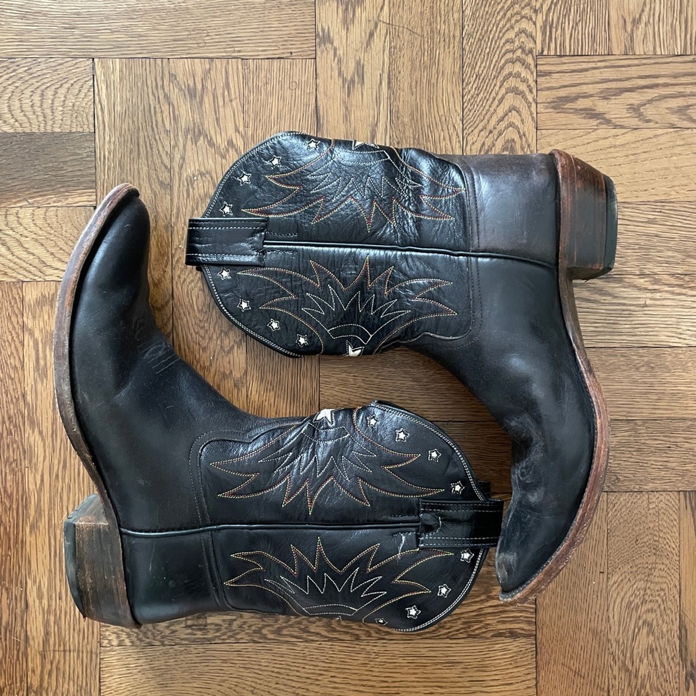 Ralph Lauren Double RL Black Cowboy Boots